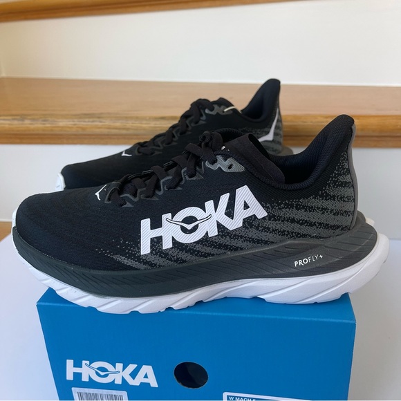 NWT Hoka Mach 5 Running Shoes in black / white / castlerock , Hoka One One - Picture 2 of 14